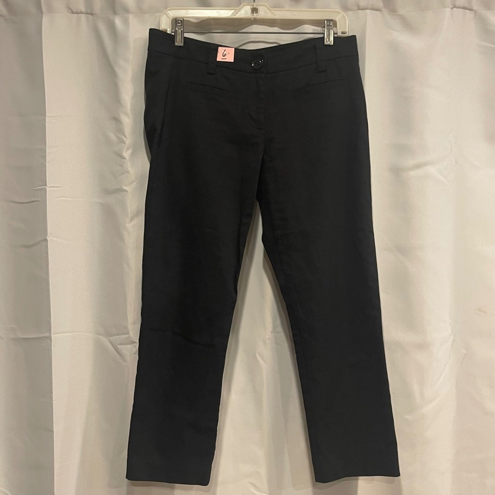 Cabi Women Black Textured Straight Leg Dress Pants Trousers Size 6 Office Wear